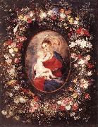 RUBENS, Pieter Pauwel The Virgin and Child in a Garland of Flower oil on canvas